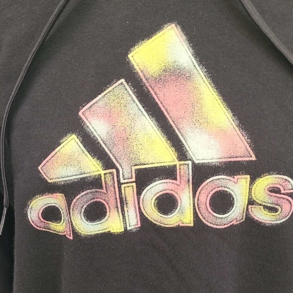 Adidas Black Hoodie with Multicolor Logo - Like New - Picture 2 of 6